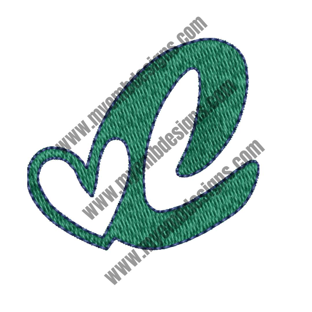 Heart Alphabet C Embroidery Design (2 sizes) — machine embroidery design