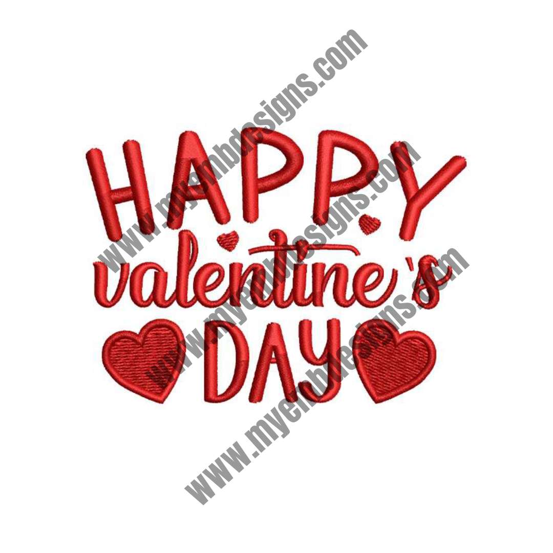 Happy Valentine Day Text Embroidery (2 sizes) — machine embroidery design