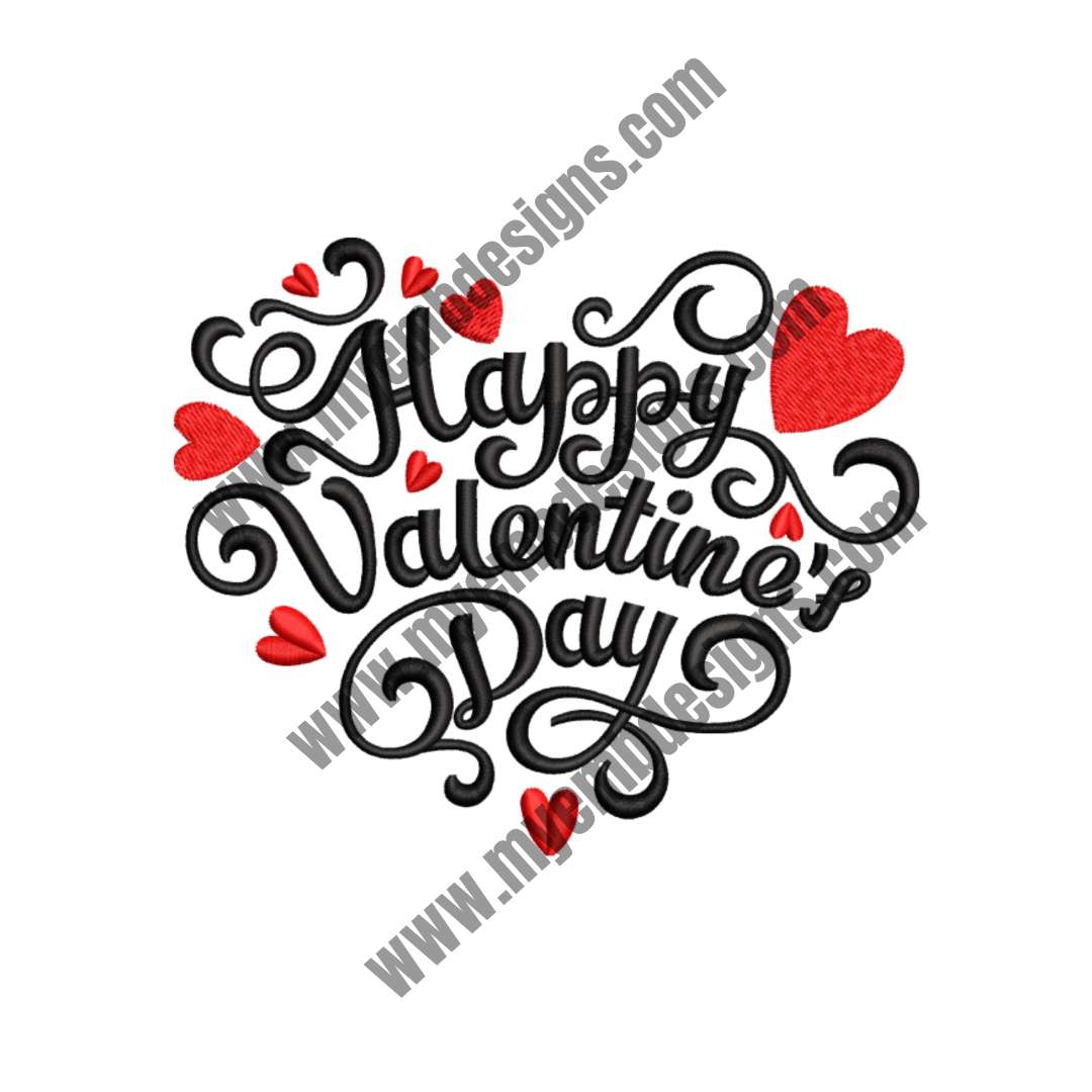 Valentine's Red & Black Heart Design (2 sizes) — machine embroidery design