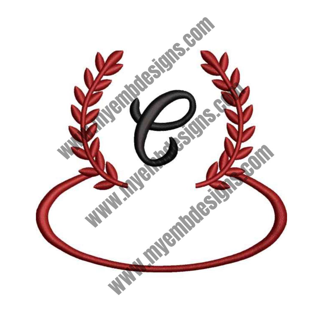 Laurel Letter C Embroidery Design — machine embroidery design