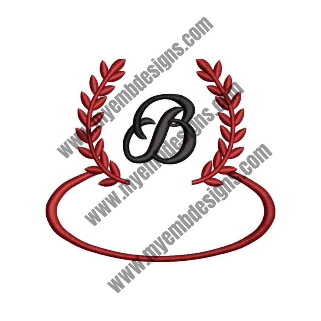 Laurel Letter B Embroidery Design — machine embroidery design