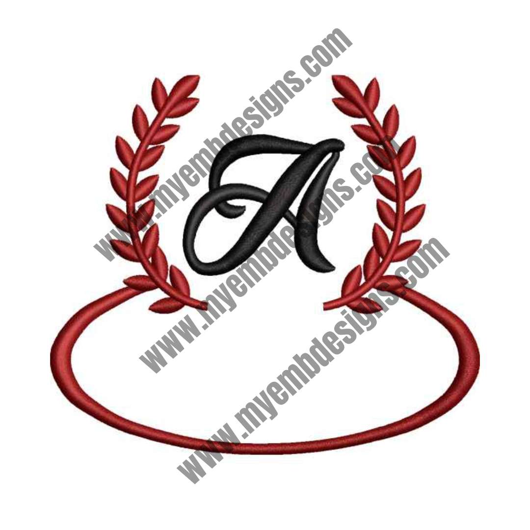 Laurel Letter A Embroidery Design — machine embroidery design
