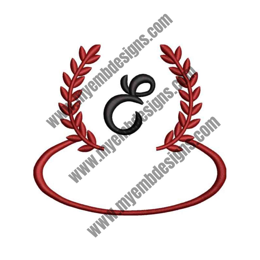Laurel Letter E Embroidery Design — machine embroidery design