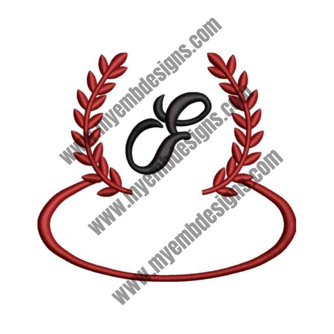Laurel Letter F Embroidery Design — machine embroidery design