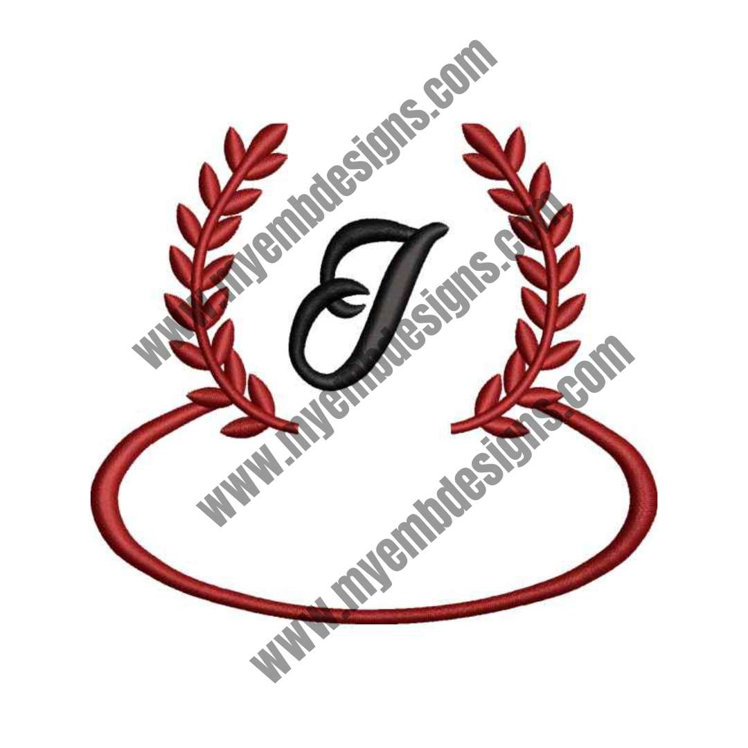 Laurel Letter I Embroidery Design — machine embroidery design