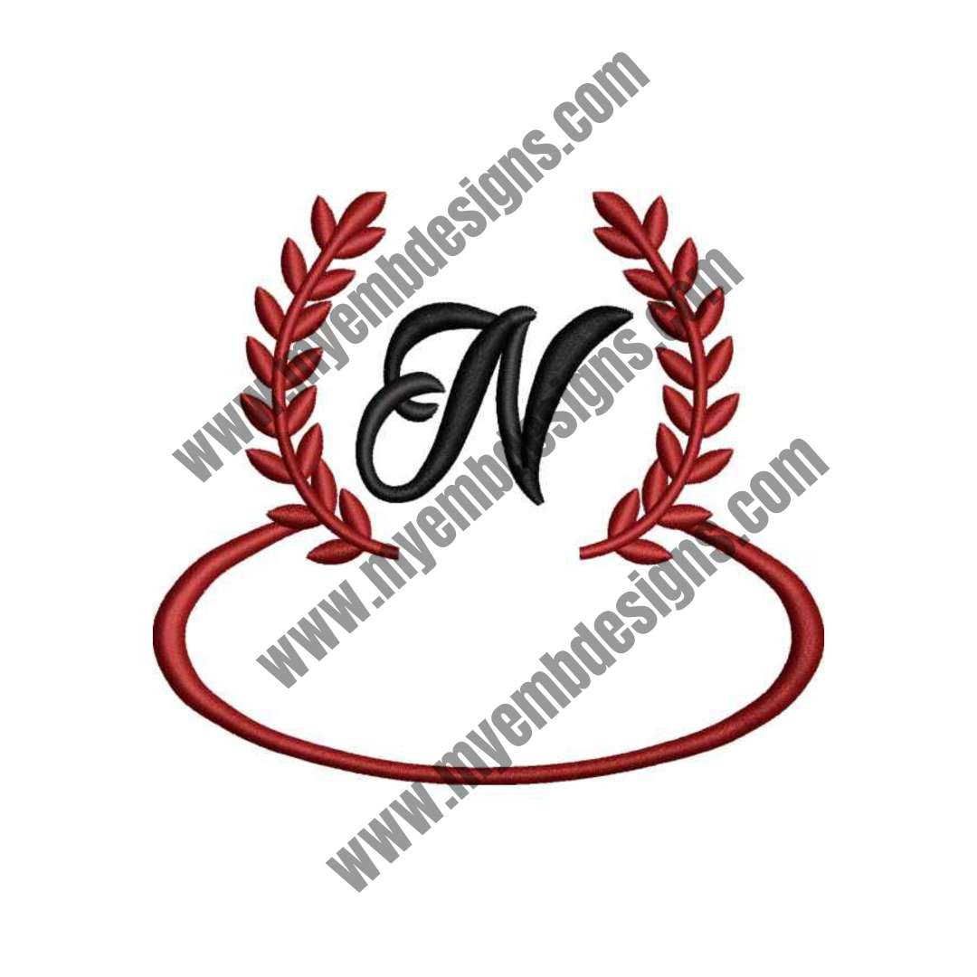 Laurel Letter N Embroidery Design — machine embroidery design