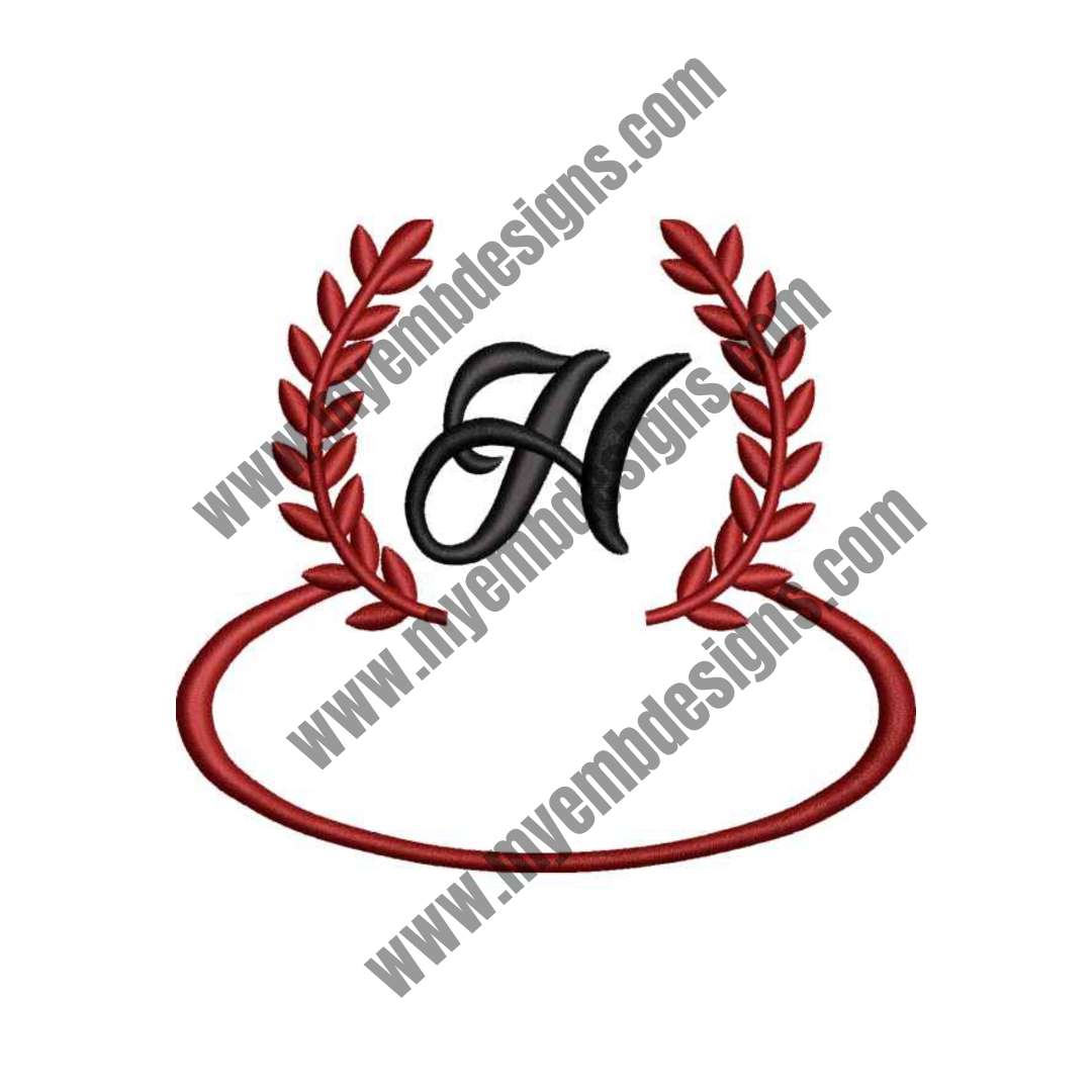 Laurel Letter H Embroidery Design — machine embroidery design