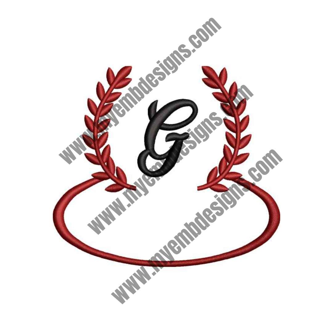 Laurel Letter G Embroidery Design — machine embroidery design
