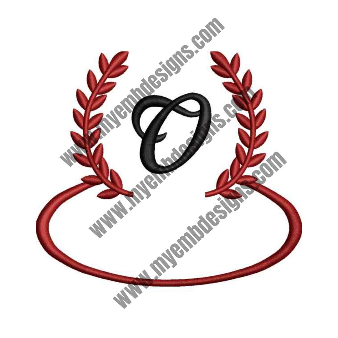 Laurel Letter O Embroidery Design — machine embroidery design