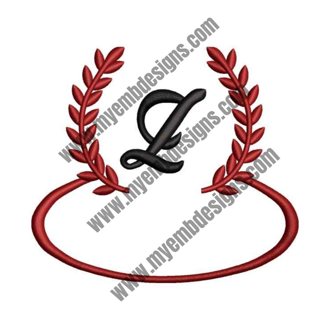Laurel Letter L Embroidery Design — machine embroidery design