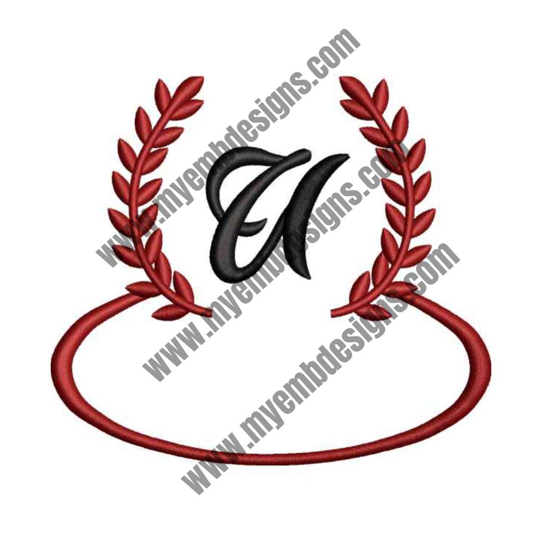 Laurel Letter U Embroidery Design — machine embroidery design