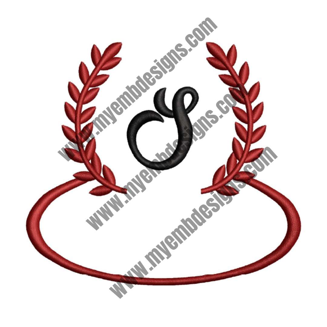 Laurel Letter S Embroidery Design — machine embroidery design