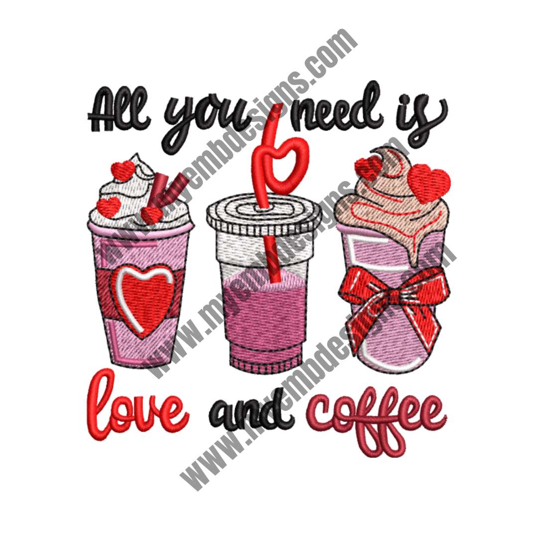 Coffee Lovers Embroidery Design (2 sizes) — machine embroidery design