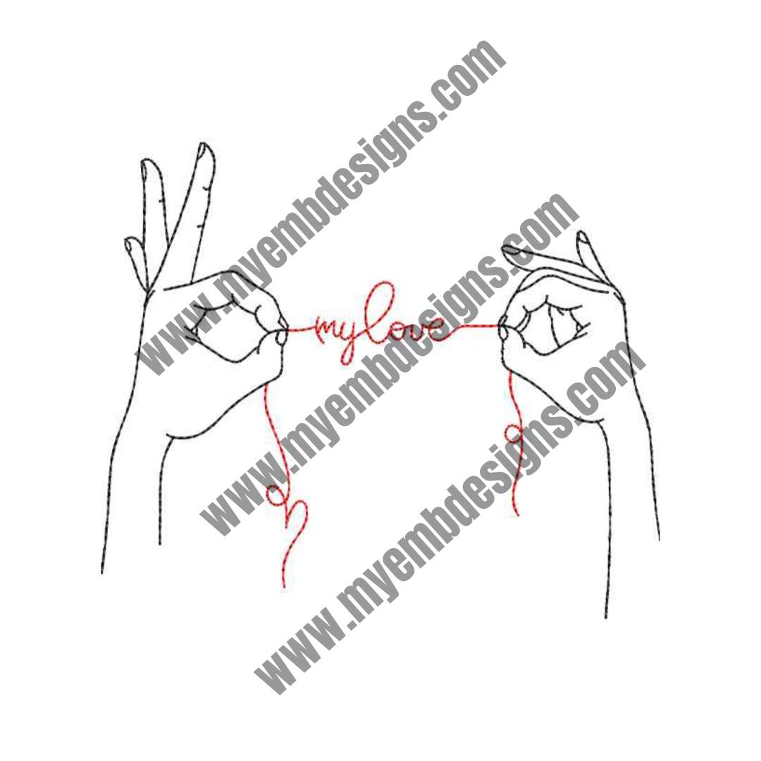 Love Message With Thread Design (2 Sizes) — machine embroidery design