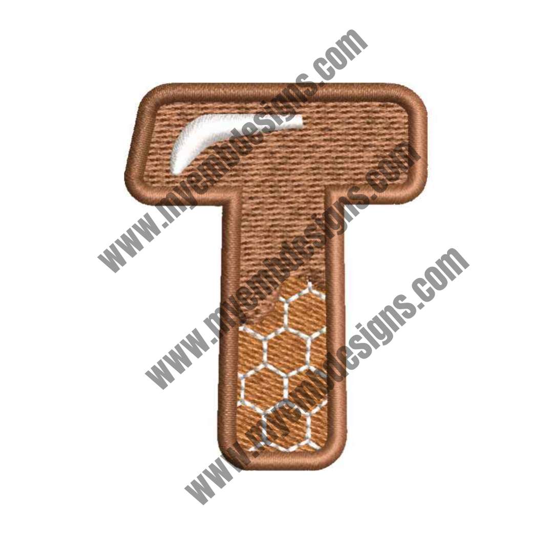 Alphabet T Embroidery Design — machine embroidery design