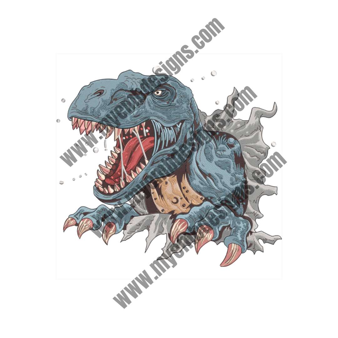 Zombie Dino Embroidery Design (2 sizes) — machine embroidery design