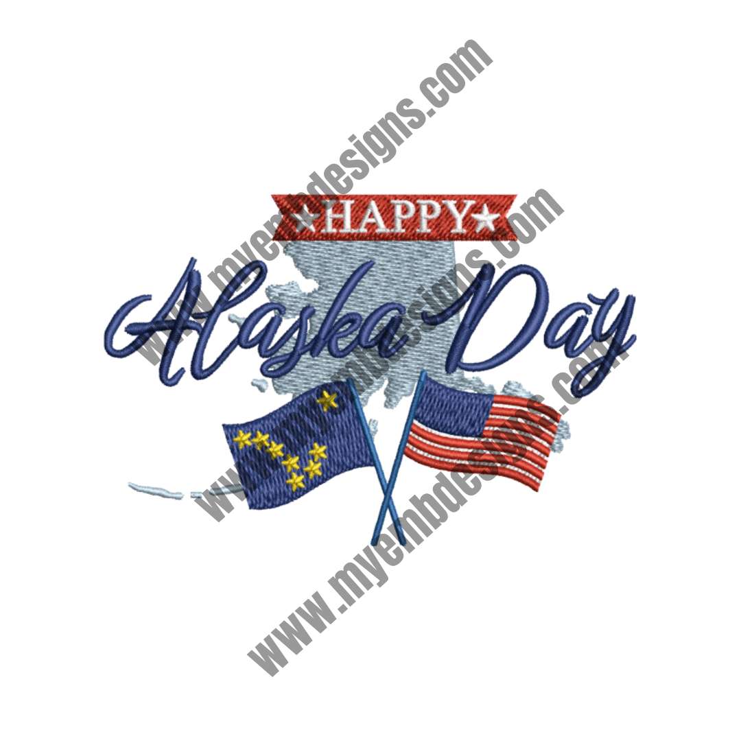 Alaska Day 3 Embroidery Design (2 sizes) — machine embroidery design