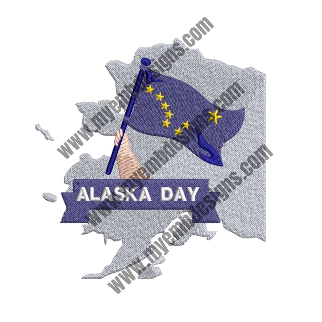 Alaska Day 6 Embroidery Design (2 sizes) — machine embroidery design