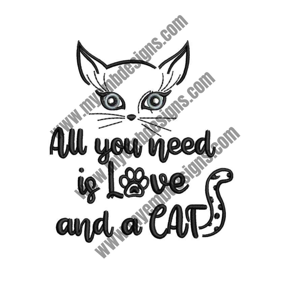 Cat Lover Quote Embroidery Design (2 sizes) — machine embroidery design