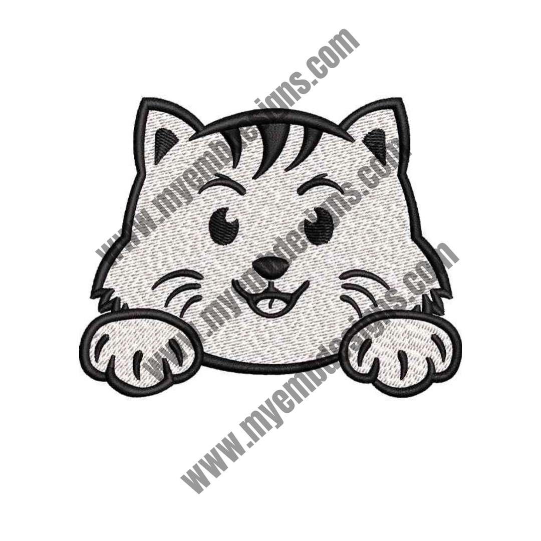 Laughing Cat Embroidery Design (2 sizes) — machine embroidery design