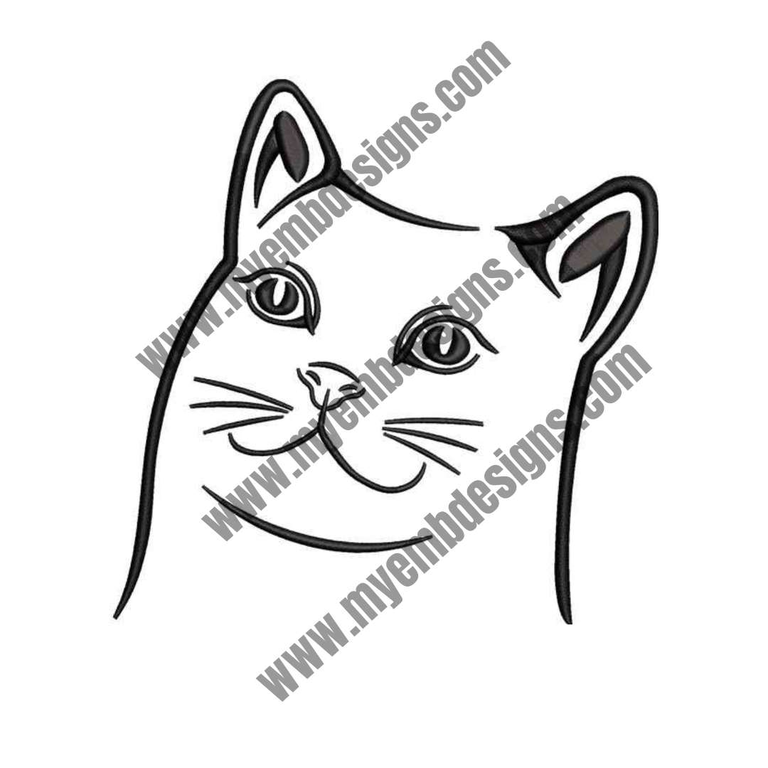 Sad Cat Embroidery Design (2 sizes) — machine embroidery design