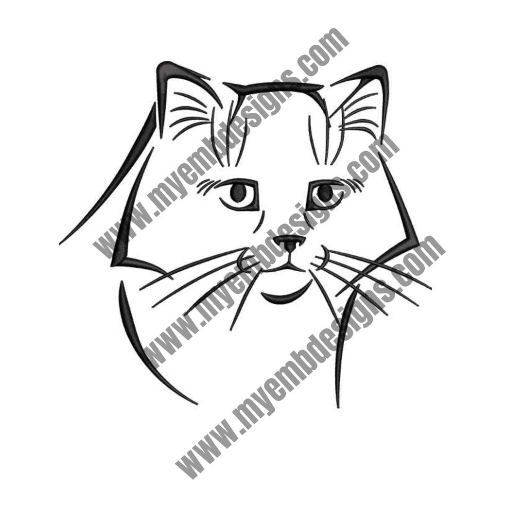 Siberian Cat Embroidery Design (2 sizes) — machine embroidery design