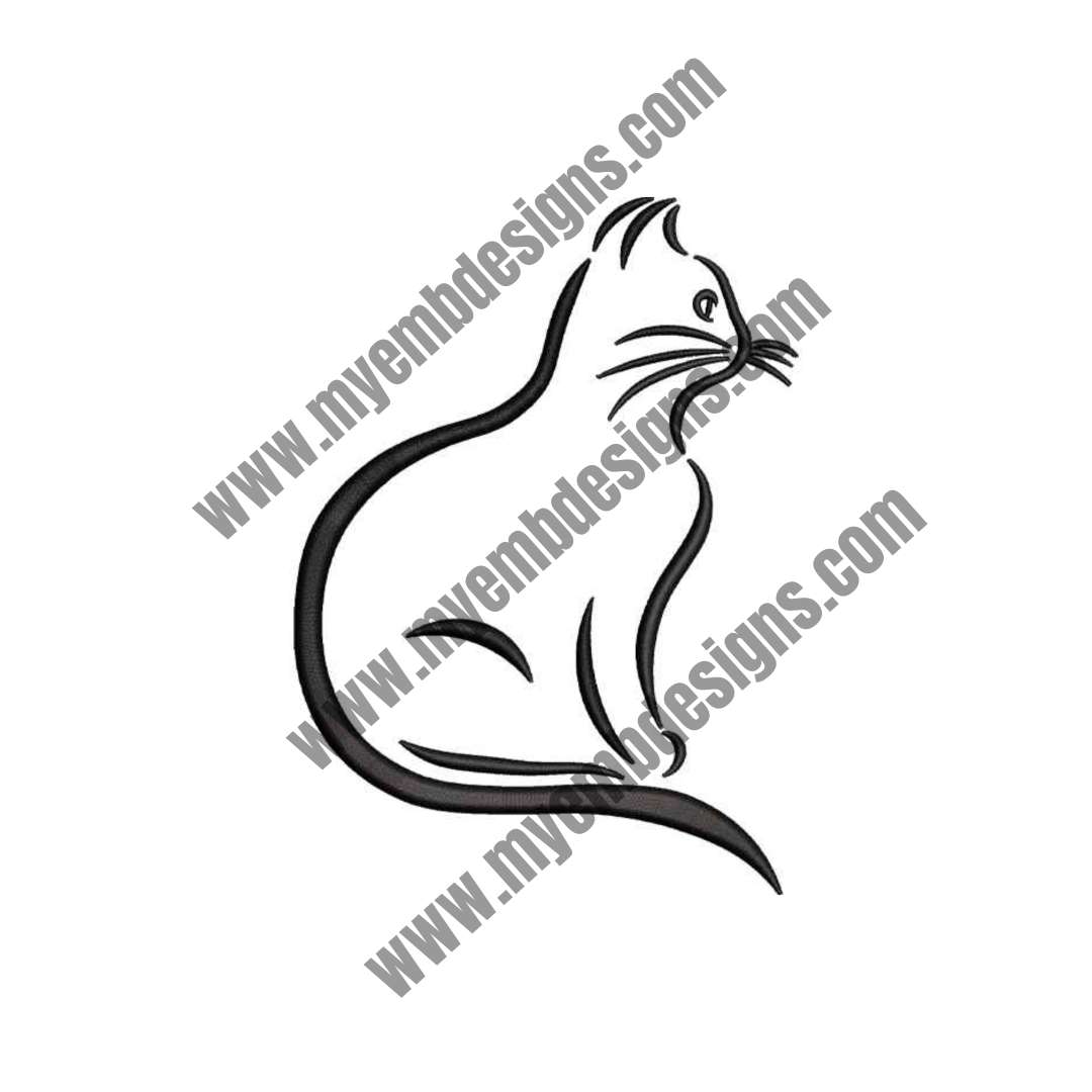 Simple Cat Embroidery Design (2 sizes) — machine embroidery design