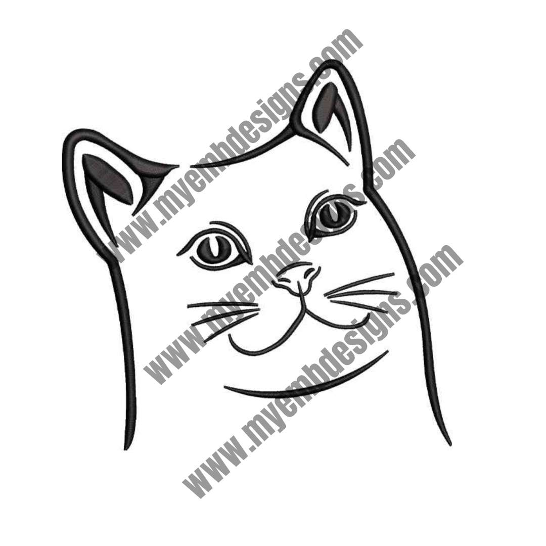Confused Cat Embroidery Design (2 sizes) — machine embroidery design