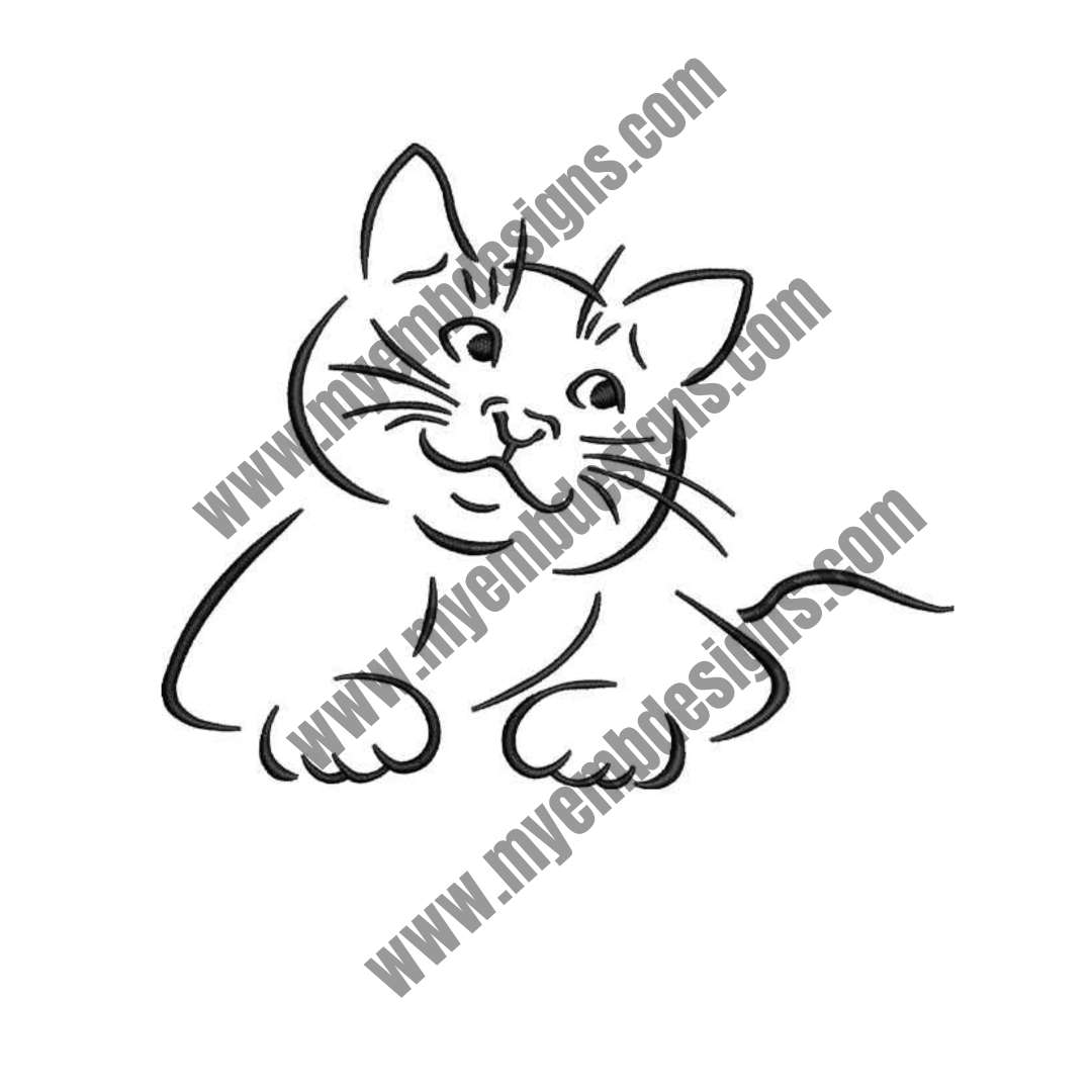 Tribal Kitten Embroidery Design (2 sizes) — machine embroidery design