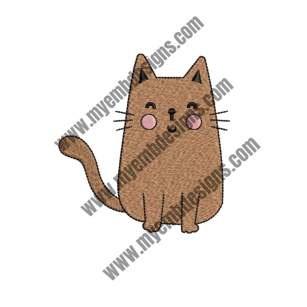Brown Cat Embroidery Design (2 sizes) — machine embroidery design