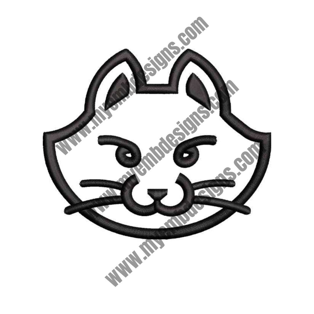 British Cat Face Embroidery Design (2 sizes) — machine embroidery design