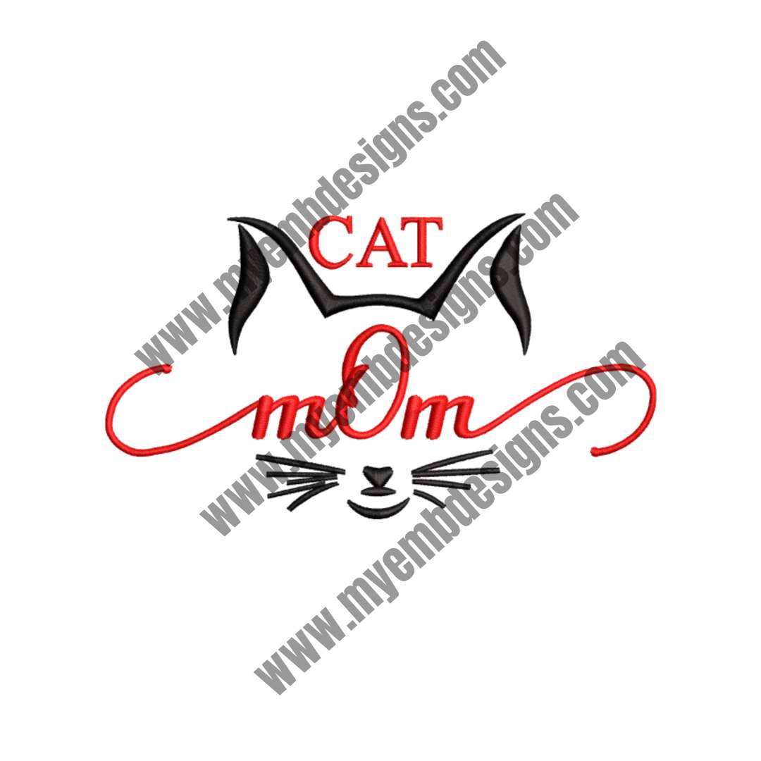 Cat Mom Logo Embroidery Design (2 sizes) — machine embroidery design