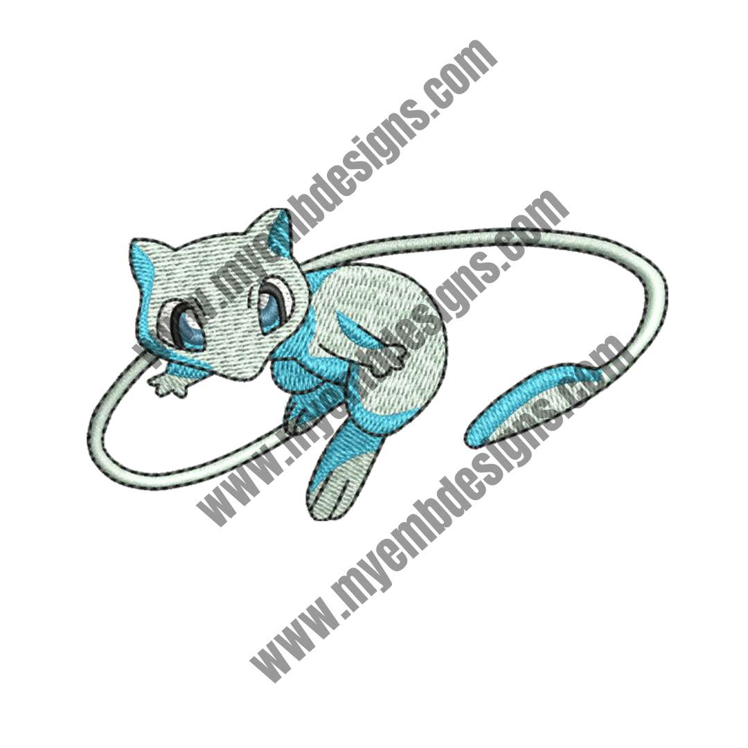 Shiny Mew Embroidery Design (2 sizes) — machine embroidery design