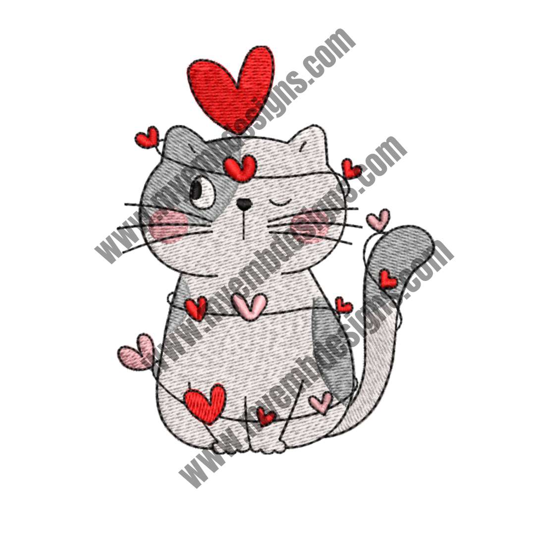 Adorable Cat Embroidery Design (2 sizes) — machine embroidery design