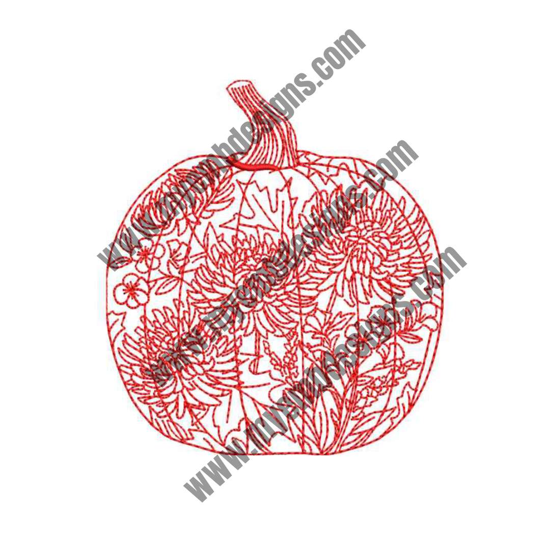 Pumpkin Embroidery Design (2 sizes) — machine embroidery design
