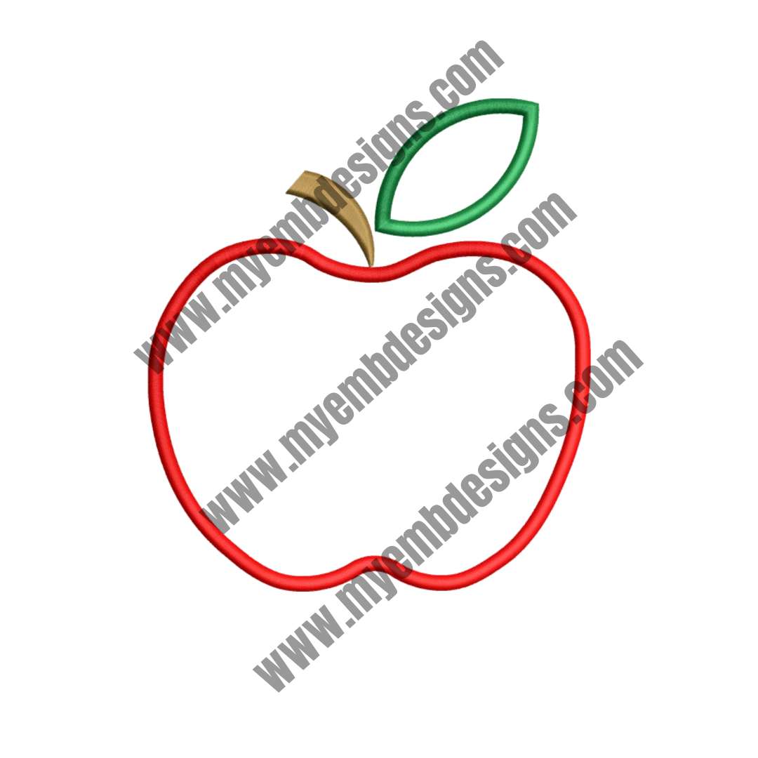 Outline Apple Embroidery Design (2 sizes) — machine embroidery design