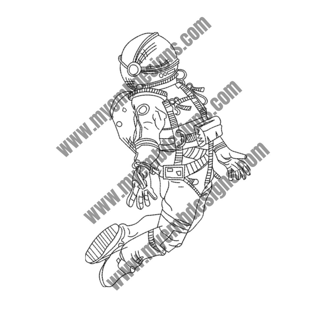 Astronaut in Zero Gravity Design (2 sizes) — machine embroidery design