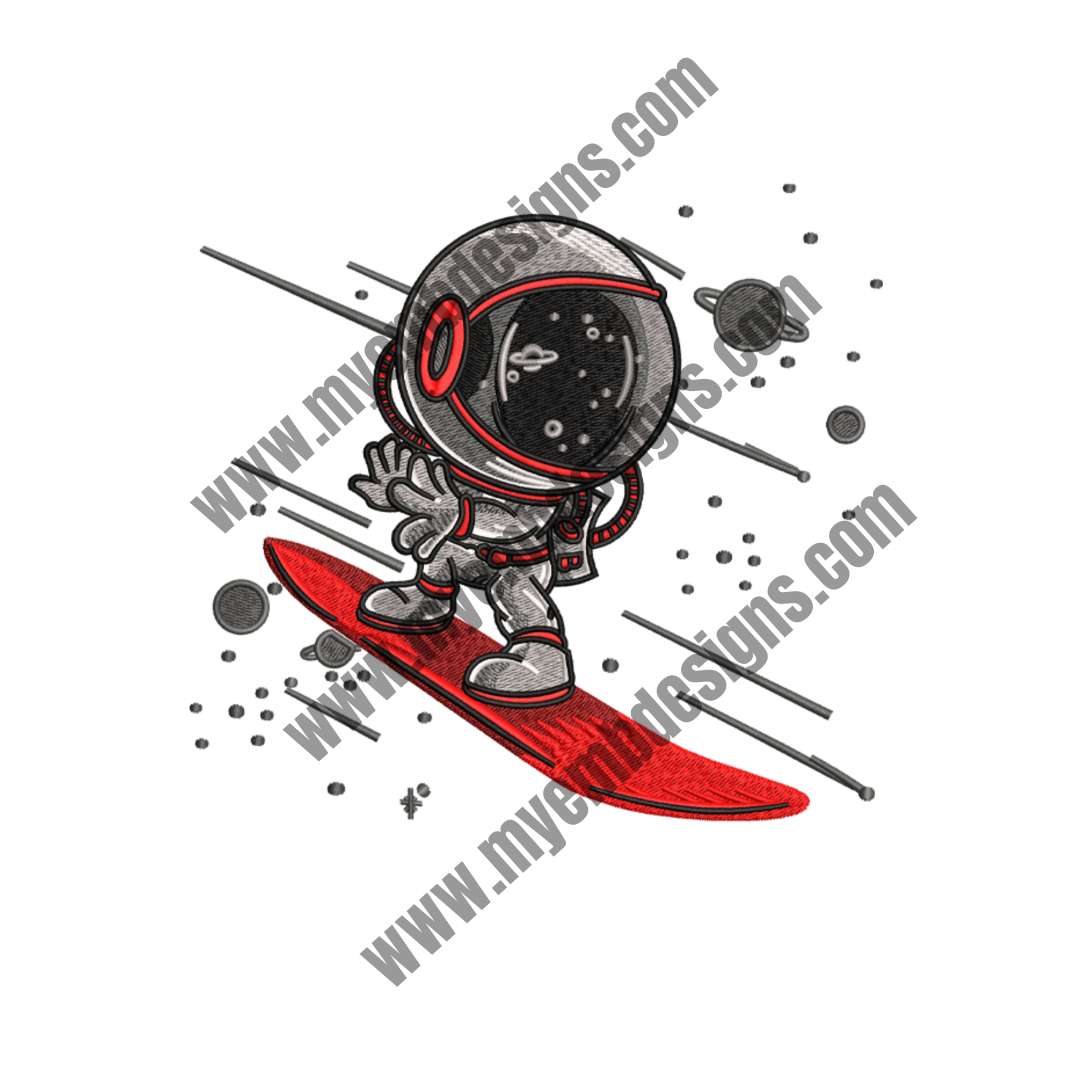 Astronaut With Skates Embroidery (2 sizes) — machine embroidery design
