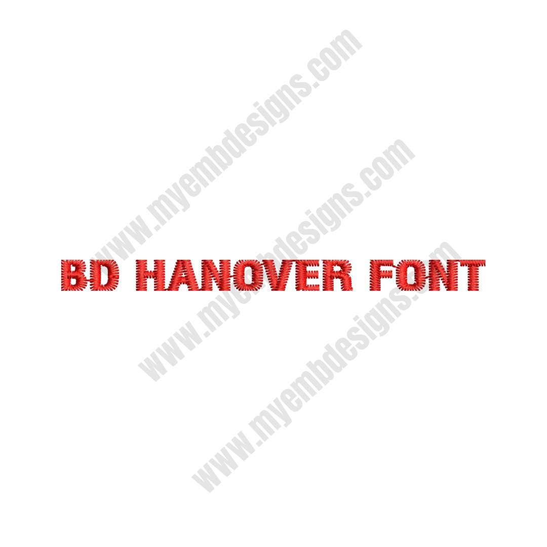 BD Hanover Font Embroidery Design — machine embroidery design