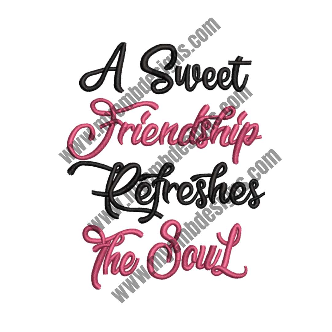 A Sweet Friendship Embroidery Design (2 sizes) — machine embroidery design