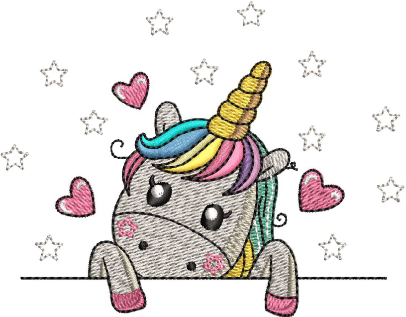 Adorable Unicorn Embroidery Design (2 sizes) — machine embroidery design