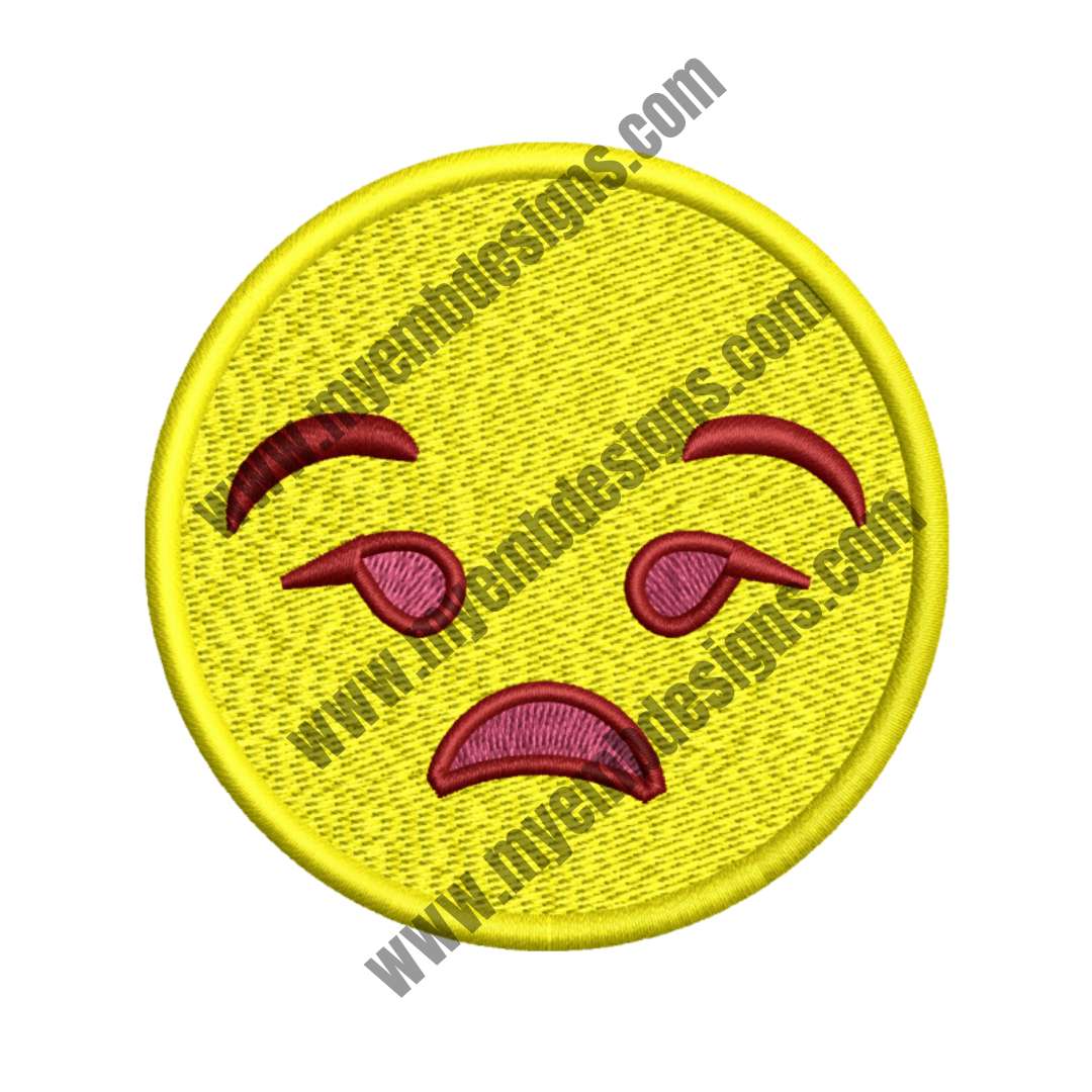 Annoyed Face Emoji Design (2 sizes) — machine embroidery design