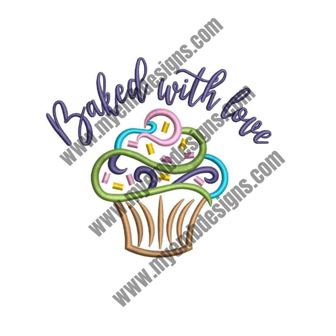 Baked with love Embroidery Design (2 sizes) — machine embroidery design