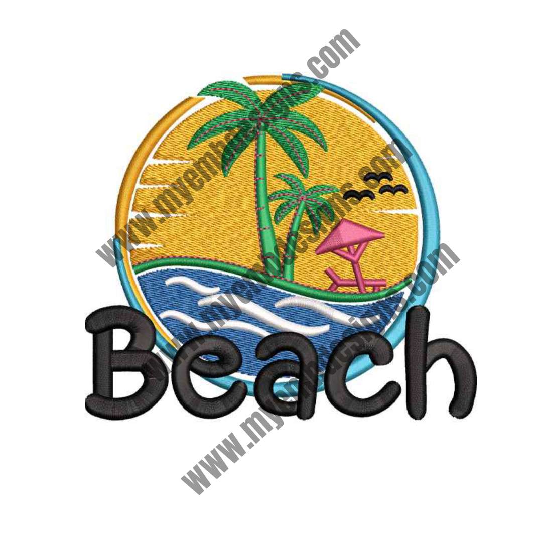 Beach Day Embroidery Design (2 sizes) — machine embroidery design