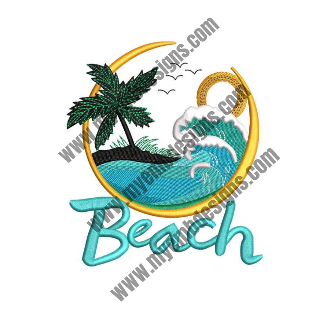 Beach Paradise Embroidery Design (2 sizes) — machine embroidery design