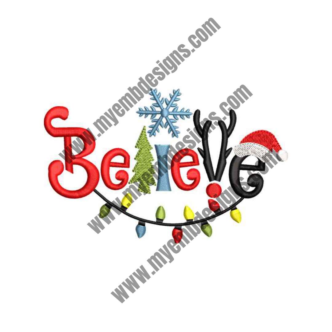 Believe Embroidery Design (2 sizes) — machine embroidery design
