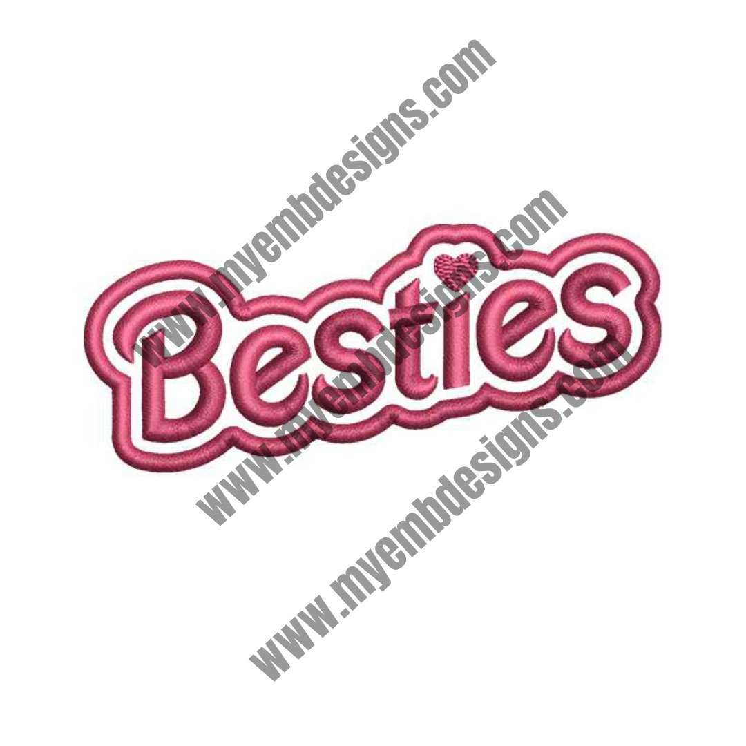 Besties Embroidery Design (2 sizes) — machine embroidery design
