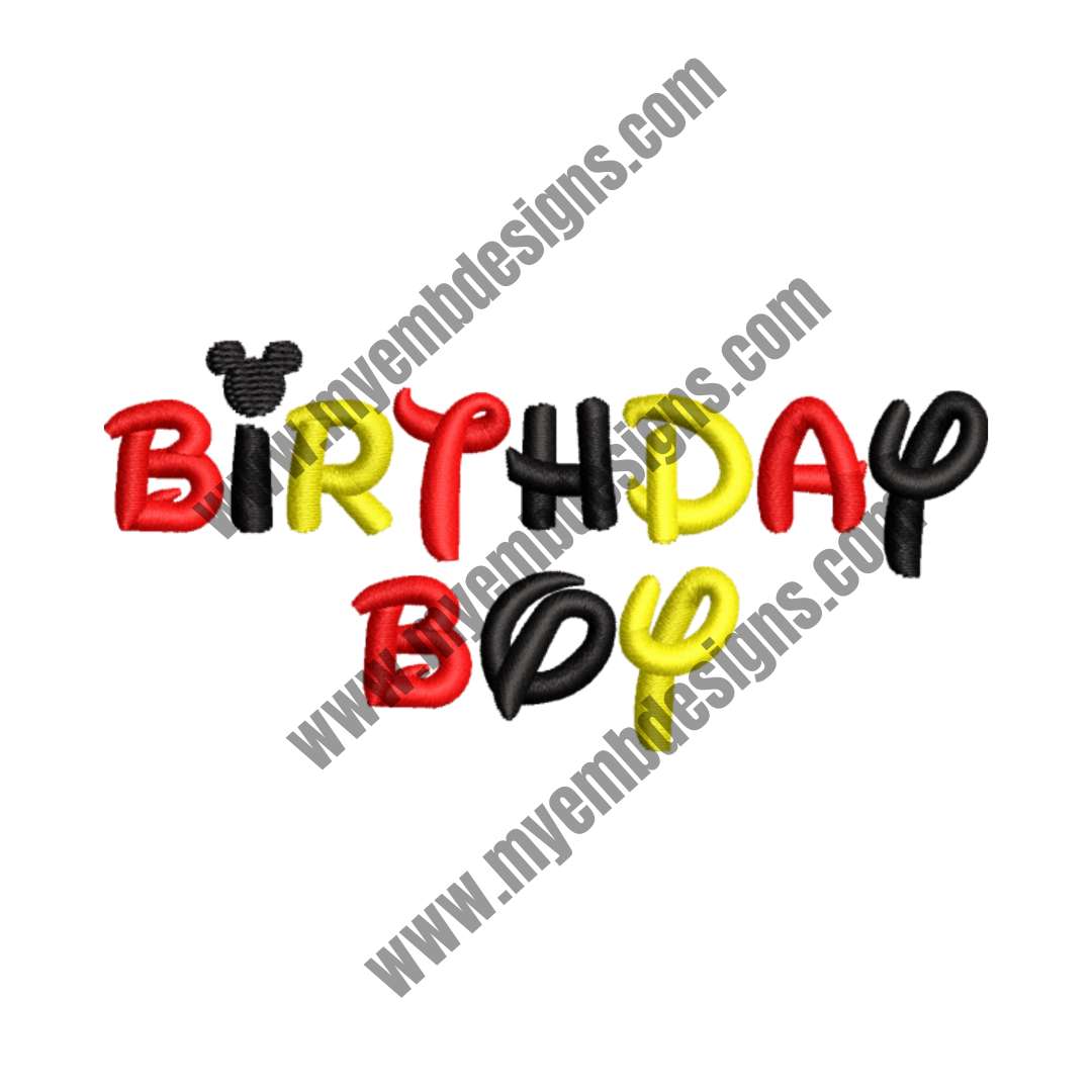 Birthday Boy Embroidery Design (2 sizes) — machine embroidery design