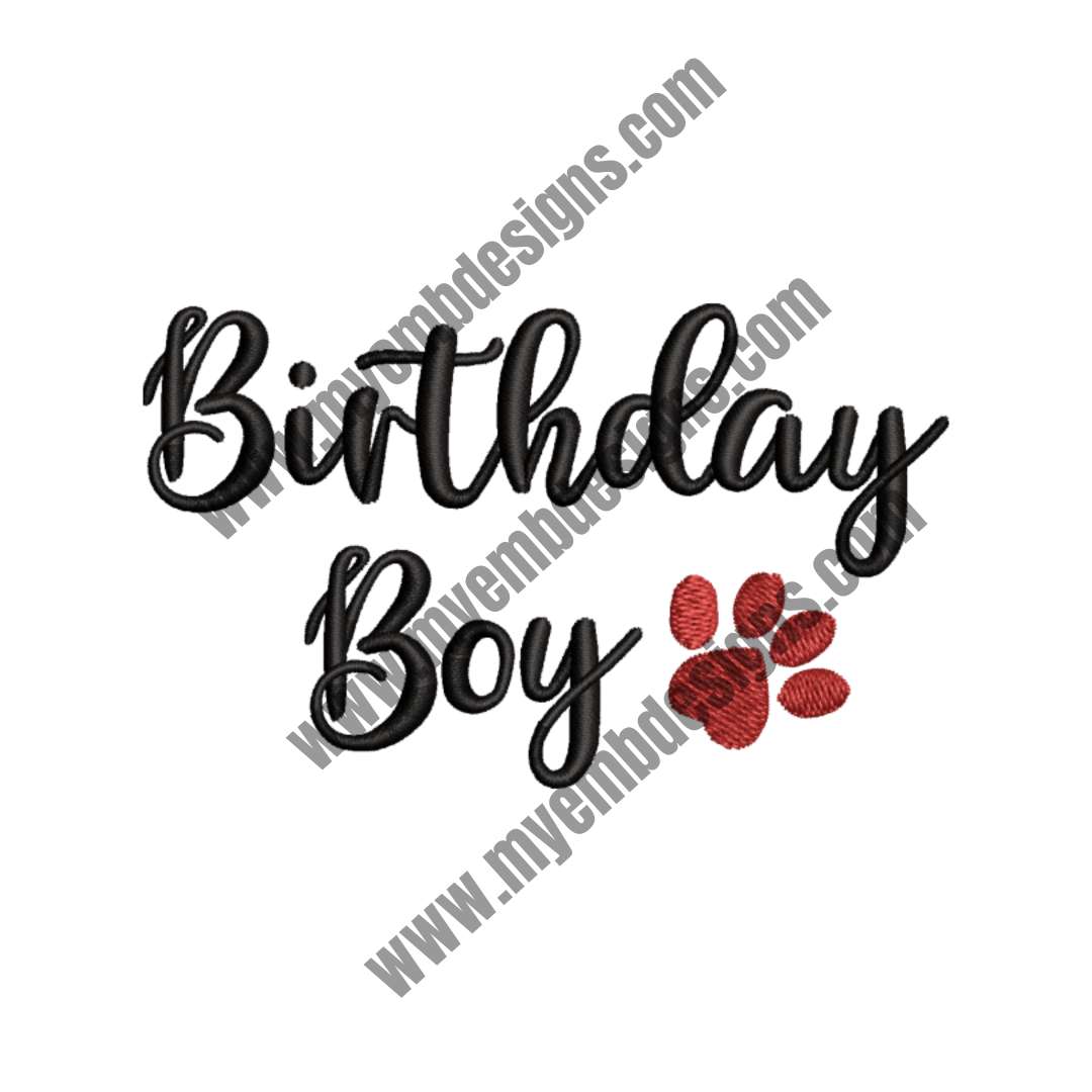 Birthday Boy Embroidery Design (2 sizes) — machine embroidery design