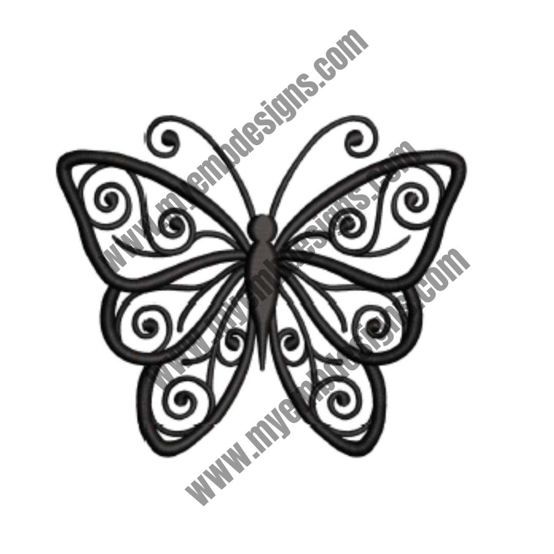 Black Butterfly Embroidery Design (2 sizes) — machine embroidery design
